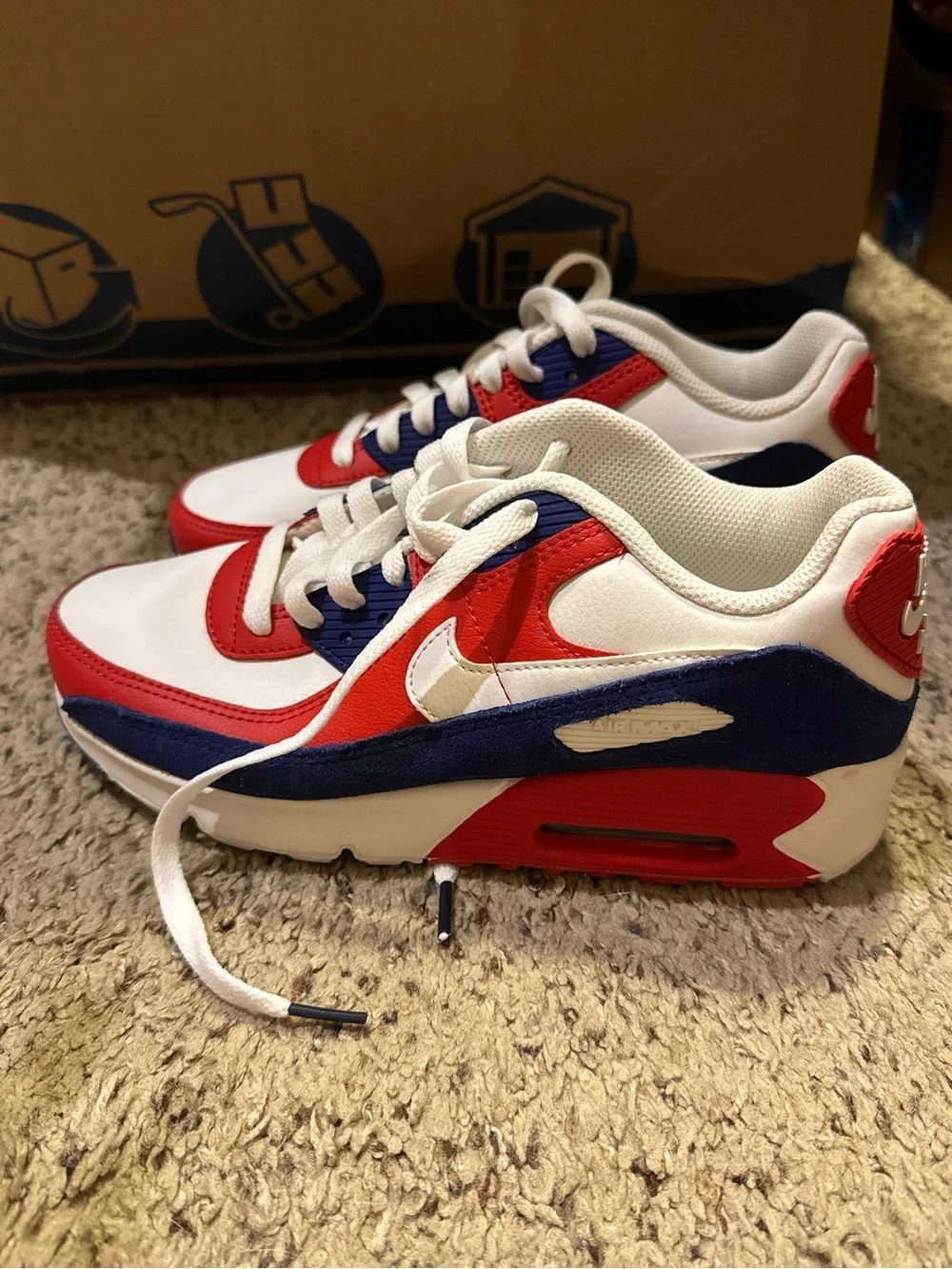 White, Red & Blue Athletic Sneakers - Nike air max